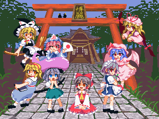 The playable cast of Touhou Eiyashou ~ Imperishable Night.
